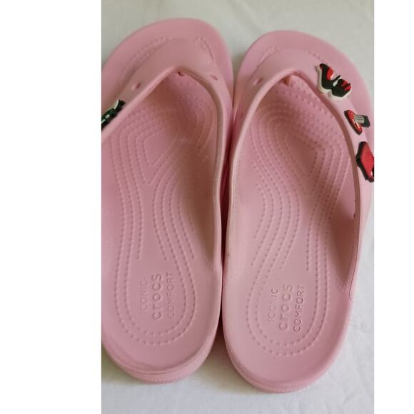 Crocs Pink Platform Flip Flops with Charms size W9 - Picture 5 of 12